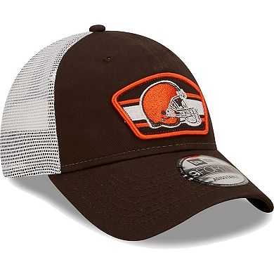 Men's New Era Brown/White Cleveland Browns Logo Patch Trucker 9FORTY Snapback Hat