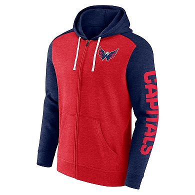 Men's Fanatics Branded Heather Red Washington Capitals Down and Distance Full-Zip Hoodie