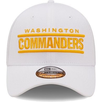 Men's New Era White Washington Commanders Wordmark Iced II 39THIRTY Flex Hat
