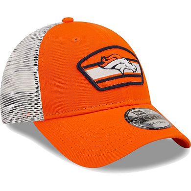 Men's New Era Orange/White Denver Broncos Logo Patch Trucker 9FORTY Snapback Hat