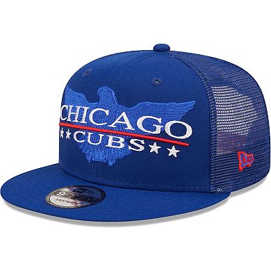Men's New Era Royal Chicago Cubs Patriot Trucker 9FIFTY Snapback Hat