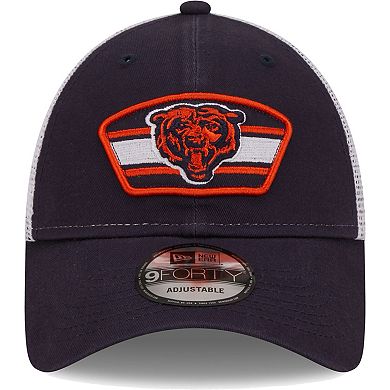 Men's New Era Navy/White Chicago Bears Logo Patch Trucker 9FORTY Snapback Hat