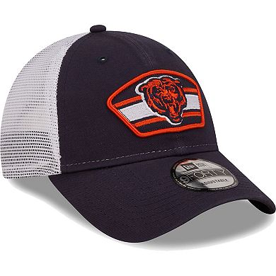 Men's New Era Navy/White Chicago Bears Logo Patch Trucker 9FORTY Snapback Hat