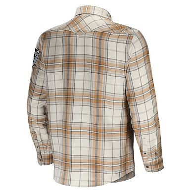 Men's NFL x Darius Rucker Collection by Fanatics Tan Las Vegas Raiders Flannel Long Sleeve Button-Up Shirt