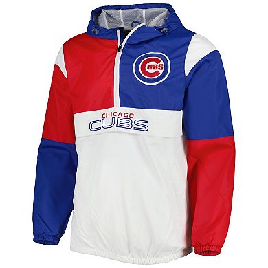 Men's G-III Sports by Carl Banks Royal/Red Chicago Cubs Fair Catch Half-Zip Hoodie
