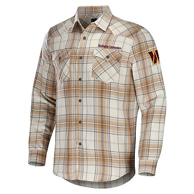 Men's NFL x Darius Rucker Collection by Fanatics Tan Washington Commanders Flannel Long Sleeve Button-Up Shirt