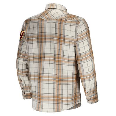 Men's NFL x Darius Rucker Collection by Fanatics Tan Washington Commanders Flannel Long Sleeve Button-Up Shirt