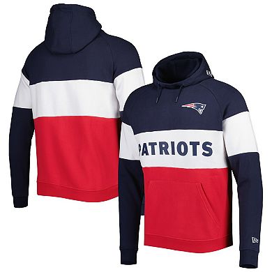 Men's New Era Red New England Patriots Colorblock Current Pullover Hoodie
