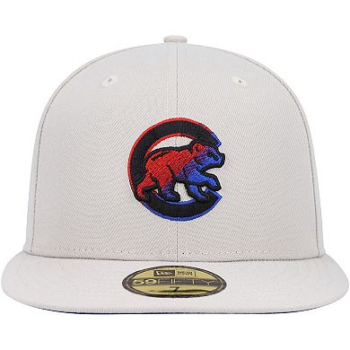 Men's New Era Khaki Chicago Cubs Stone Dim Undervisor 59FIFTY Fitted Hat