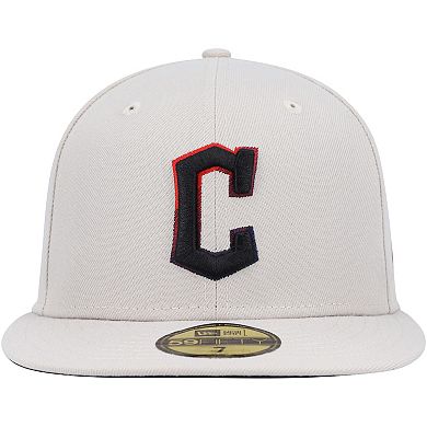 Men's New Era Khaki Cleveland Guardians Stone Dim Undervisor 59FIFTY Fitted Hat