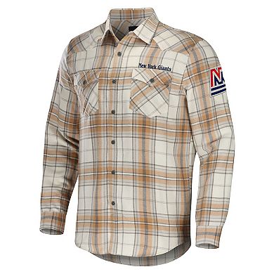 Men's NFL x Darius Rucker Collection by Fanatics Tan New York Giants Flannel Long Sleeve Button-Up Shirt