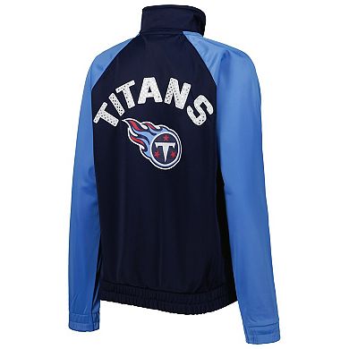 Women's G-III 4Her by Carl Banks Navy/Light Blue Tennessee Titans Confetti Raglan Full-Zip Track Jacket