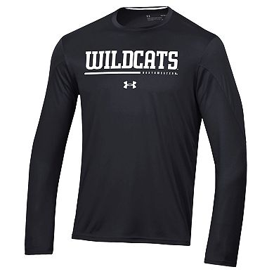 Men's Under Armour Black Northwestern Wildcats 2022 Sideline Training Performance Long Sleeve T-Shirt