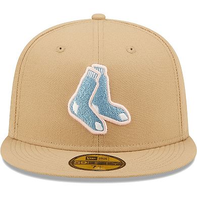Men's New Era Tan Boston Red Sox 1999 MLB All-Star Game Sky Blue Undervisor 59FIFTY Fitted Hat
