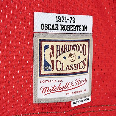 Men's Mitchell & Ness Oscar Robertson Green/Red Milwaukee Bucks Hardwood Classics 1971-72 Split Swingman Jersey