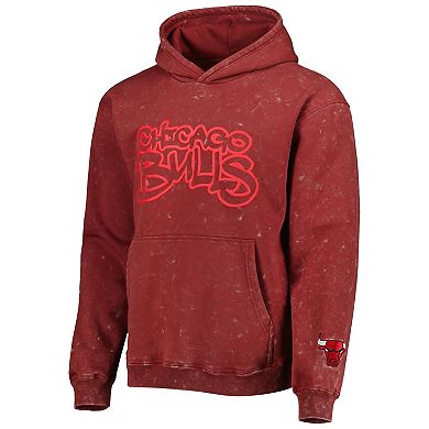 Unisex The Wild Collective Red Chicago Bulls Tonal Acid Wash Pullover Hoodie