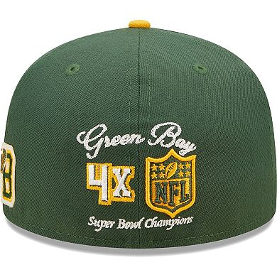 Men's New Era Green/Gold Green Bay Packers Super Bowl XXXI Letterman 59FIFTY Fitted Hat
