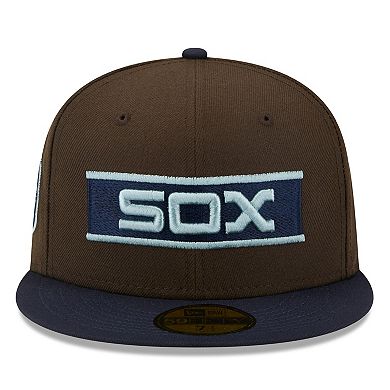 Men's New Era Brown/Navy Chicago White Sox  Comiskey Park 75th Anniversary Walnut 9FIFTY Fitted Hat