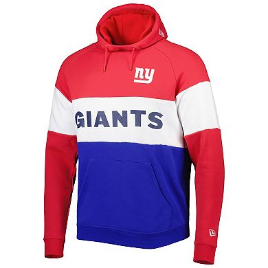 Men's New Era Royal/Red New York Giants Colorblock Throwback Pullover Hoodie