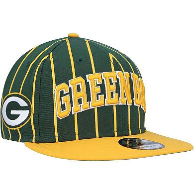 Men's New Era Green/Gold Green Bay Packers Pinstripe City Arch 9FIFTY Snapback Hat