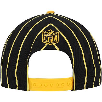 Men's New Era Black/Gold Pittsburgh Steelers Pinstripe City Arch 9FIFTY Snapback Hat