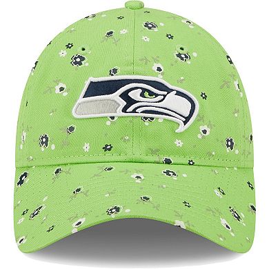 Women's New Era Neon Green Seattle Seahawks  Floral 9TWENTY Adjustable Hat