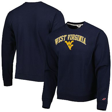 Men's League Collegiate Wear Navy West Virginia Mountaineers 1965 Arch Essential Fleece Pullover Sweatshirt