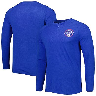 Men's Concepts Sport Heathered Royal Philadelphia 76ers Left Chest Henley Raglan Long Sleeve T-Shirt