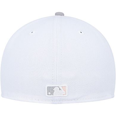 Men's New Era White/Gray Toronto Blue Jays 40th Anniversary Side Patch Peach Undervisor 59FIFTY Fitted Hat