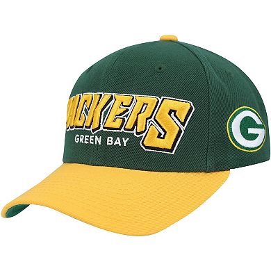 Youth Mitchell & Ness Green/Gold Green Bay Packers Shredder Adjustable Hat