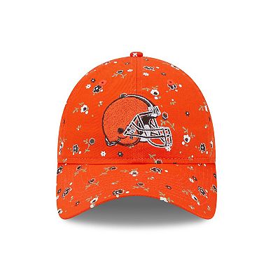 Women's New Era Orange Cleveland Browns  Floral 9TWENTY Adjustable Hat