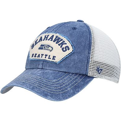 Men's '47 College Navy/White Seattle Seahawks Denali Trucker Clean Up Snapback Hat