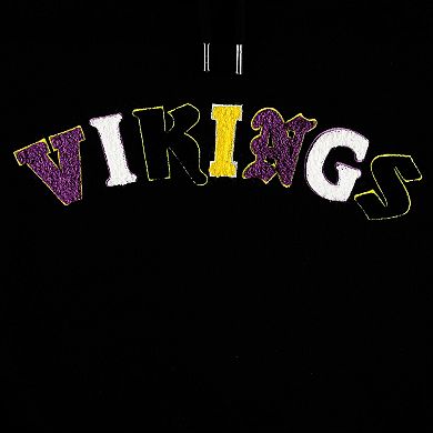 Women's The Wild Collective Black Minnesota Vikings Cropped Pullover Hoodie