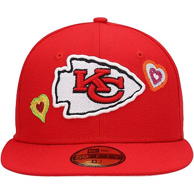 Men's New Era Red Kansas City Chiefs Chain Stitch Heart 59FIFTY Fitted Hat