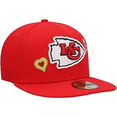 Men's New Era Red Kansas City Chiefs Chain Stitch Heart 59FIFTY Fitted Hat