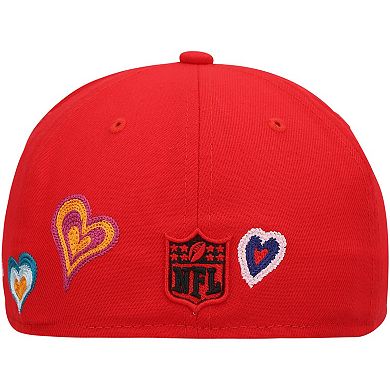 Men's New Era Red Kansas City Chiefs Chain Stitch Heart 59FIFTY Fitted Hat