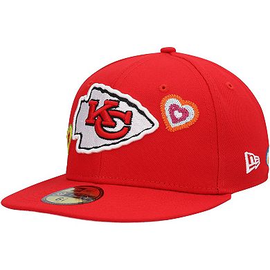 Men's New Era Red Kansas City Chiefs Chain Stitch Heart 59FIFTY Fitted Hat