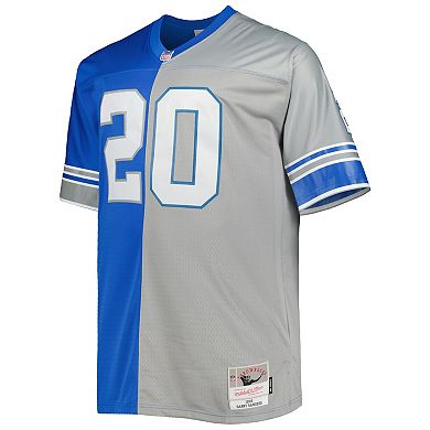 Men's Mitchell & Ness Barry Sanders Blue/Silver Detroit Lions Big & Tall Split Legacy Retired Player Replica Jersey