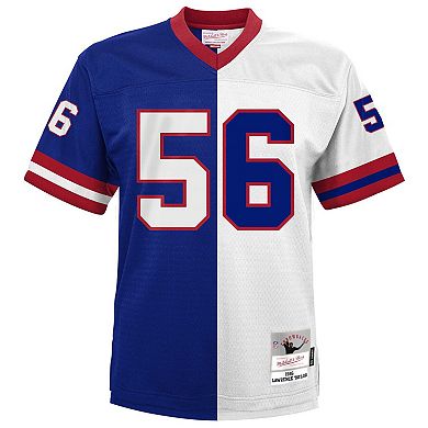 Men's Mitchell & Ness Lawrence Taylor Royal/White New York Giants Big & Tall Split Legacy Retired Player Replica Jersey