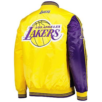 Men's Starter Purple/Gold Los Angeles Lakers Fast Break Satin Full-Snap Jacket