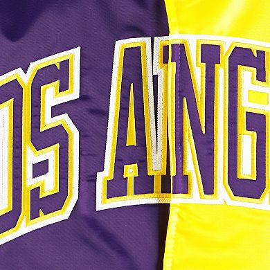 Men's Starter Purple/Gold Los Angeles Lakers Fast Break Satin Full-Snap Jacket