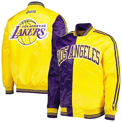 Men's Starter Purple/Gold Los Angeles Lakers Fast Break Satin Full-Snap Jacket