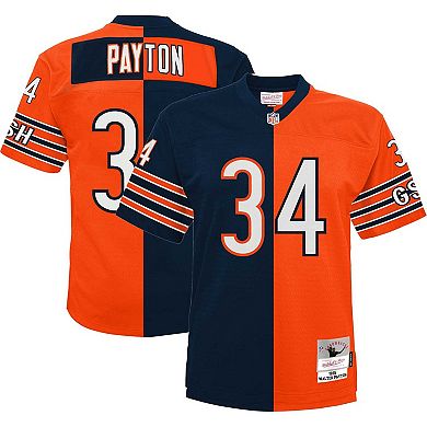 Men's Mitchell & Ness Walter Payton Navy/Orange Chicago Bears Big & Tall Split Legacy Retired Player Replica Jersey