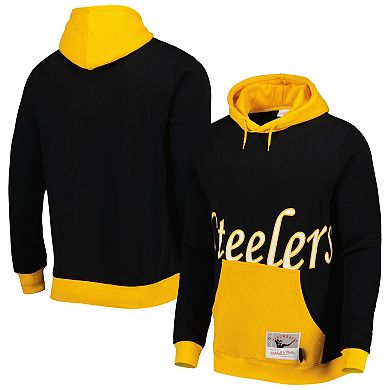 Men's Mitchell & Ness Black Pittsburgh Steelers Big Face 5.0 Pullover Hoodie