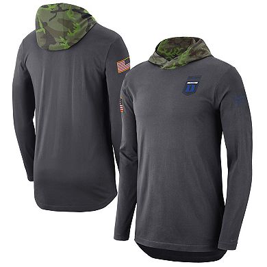 Men's Nike Anthracite Duke Blue Devils Military Long Sleeve Hoodie T-Shirt