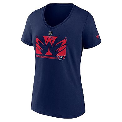 Women's Fanatics Branded Navy Washington Capitals Authentic Pro Core Collection Secondary Logo V-Neck T-Shirt