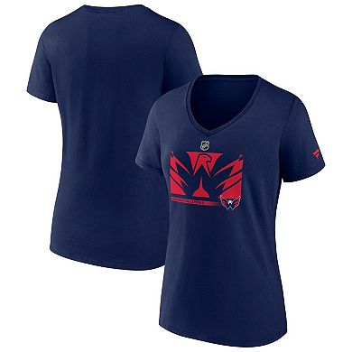 Women's Fanatics Branded Navy Washington Capitals Authentic Pro Core Collection Secondary Logo V-Neck T-Shirt