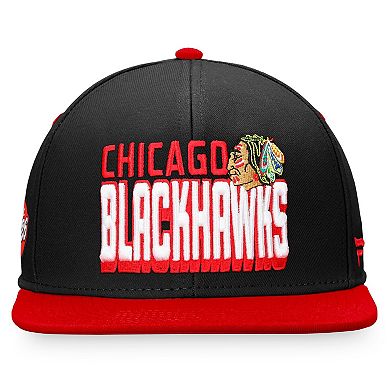 Men's Fanatics Branded Black/Red Chicago Blackhawks Heritage Retro Two-Tone Snapback Hat