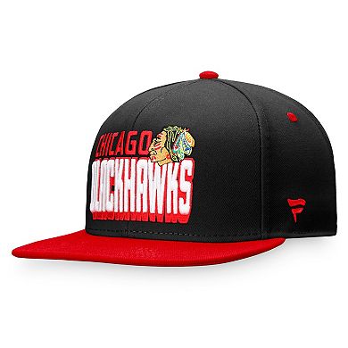 Men's Fanatics Branded Black/Red Chicago Blackhawks Heritage Retro Two-Tone Snapback Hat