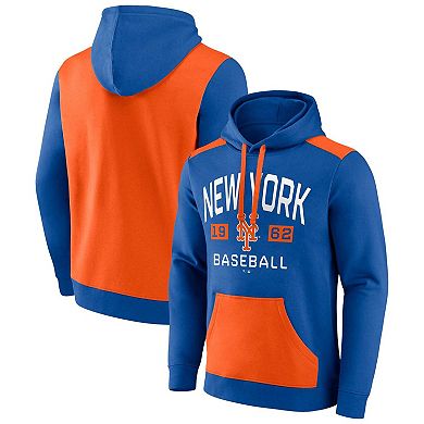 Men's Fanatics Branded Royal/Orange New York Mets Chip In Pullover Hoodie